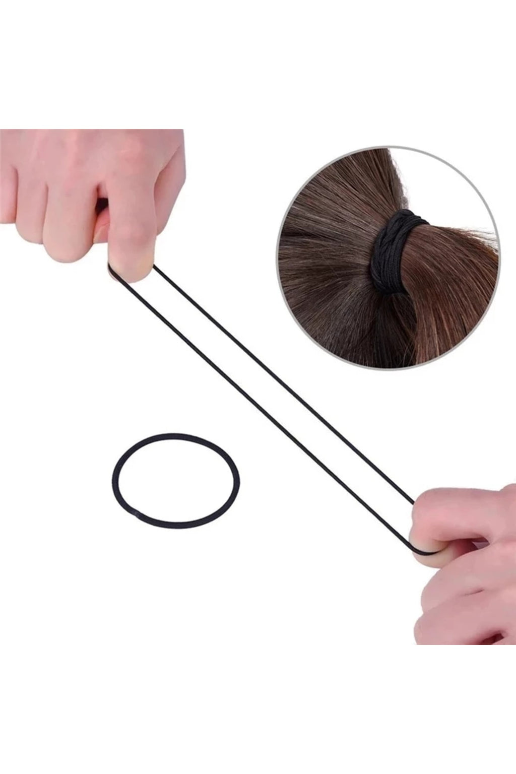 Auvra® 10'lu Kadın Siyah İnce Lastik Toka Seti